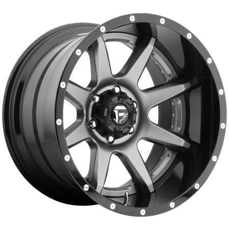 Fuel 1PC D238 RAMPAGE 20x10 ET-19 6x139.7 Matte Gunmetal Black Lip