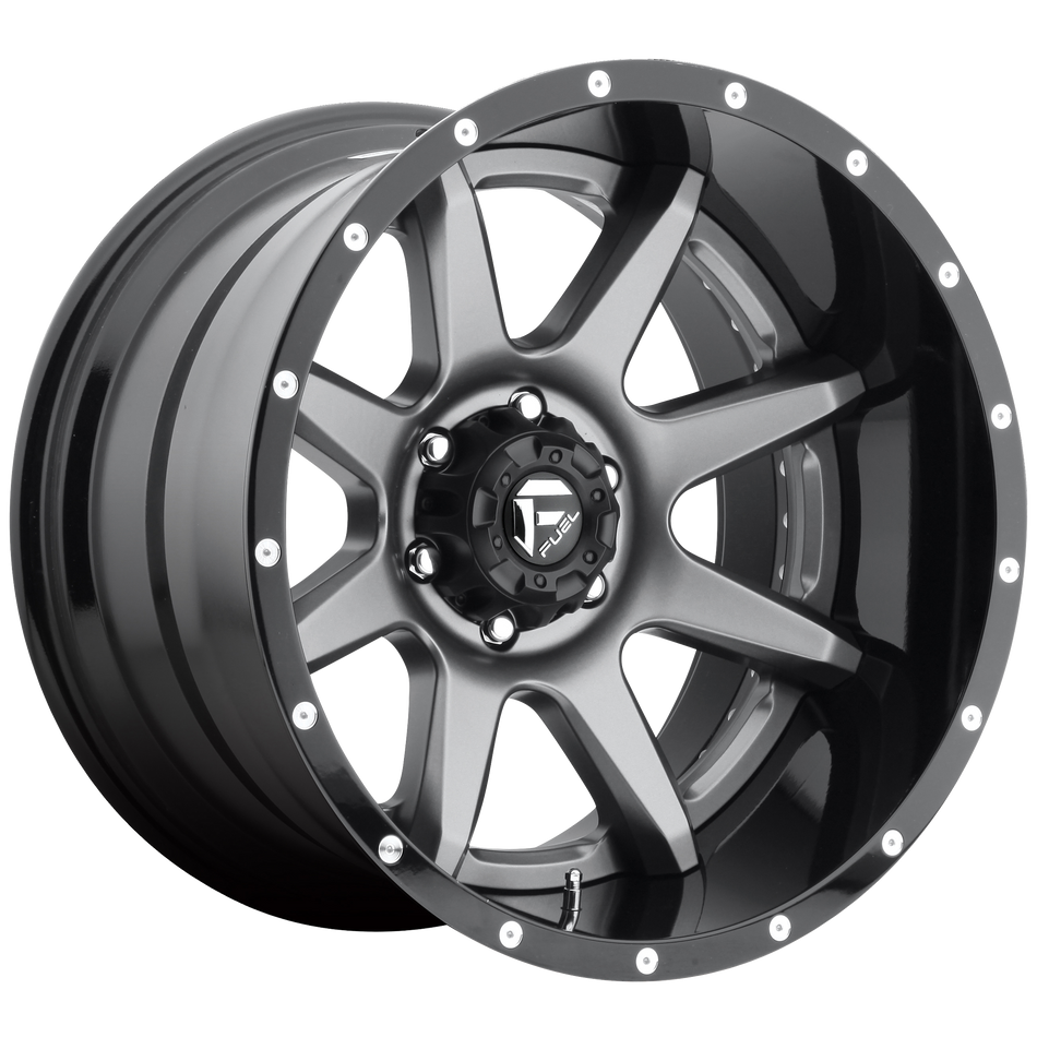 Fuel 1PC D238 RAMPAGE 20x10 ET-19 6x139.7 Matte Gunmetal Black Lip