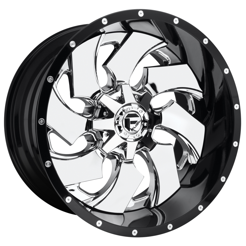 Fuel 1PC D240 CLEAVER 20x12 ET-44 8x170 Chrome w/ Gloss Black Lip