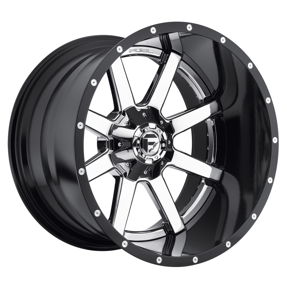 Fuel 1PC D260 MAVERICK 24x14 ET-75 8x170 Chrome w/ Gloss Black Lip