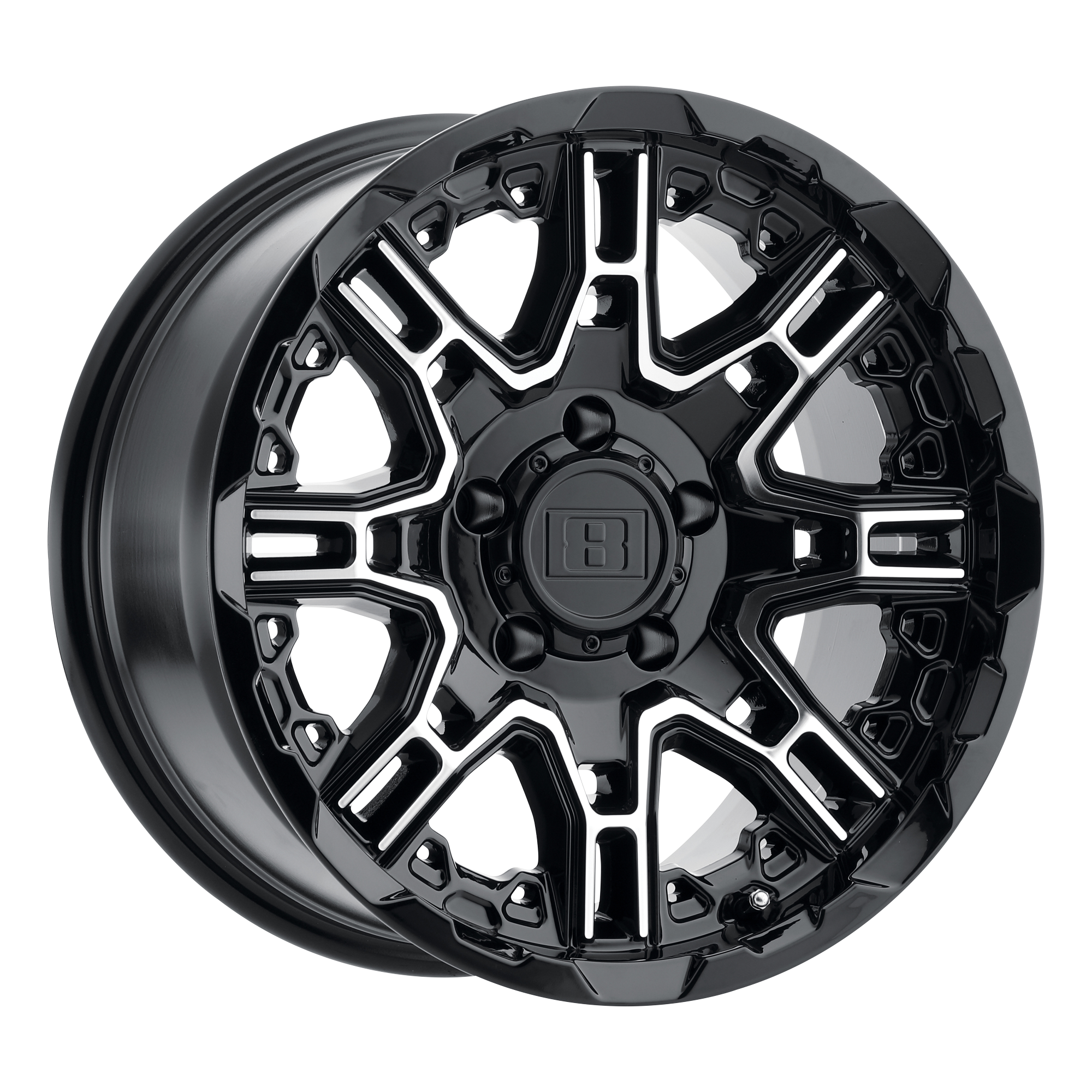 Level 8 SLINGSHOT 22x11.5 ET-44 5x127 Gloss Black Machined
