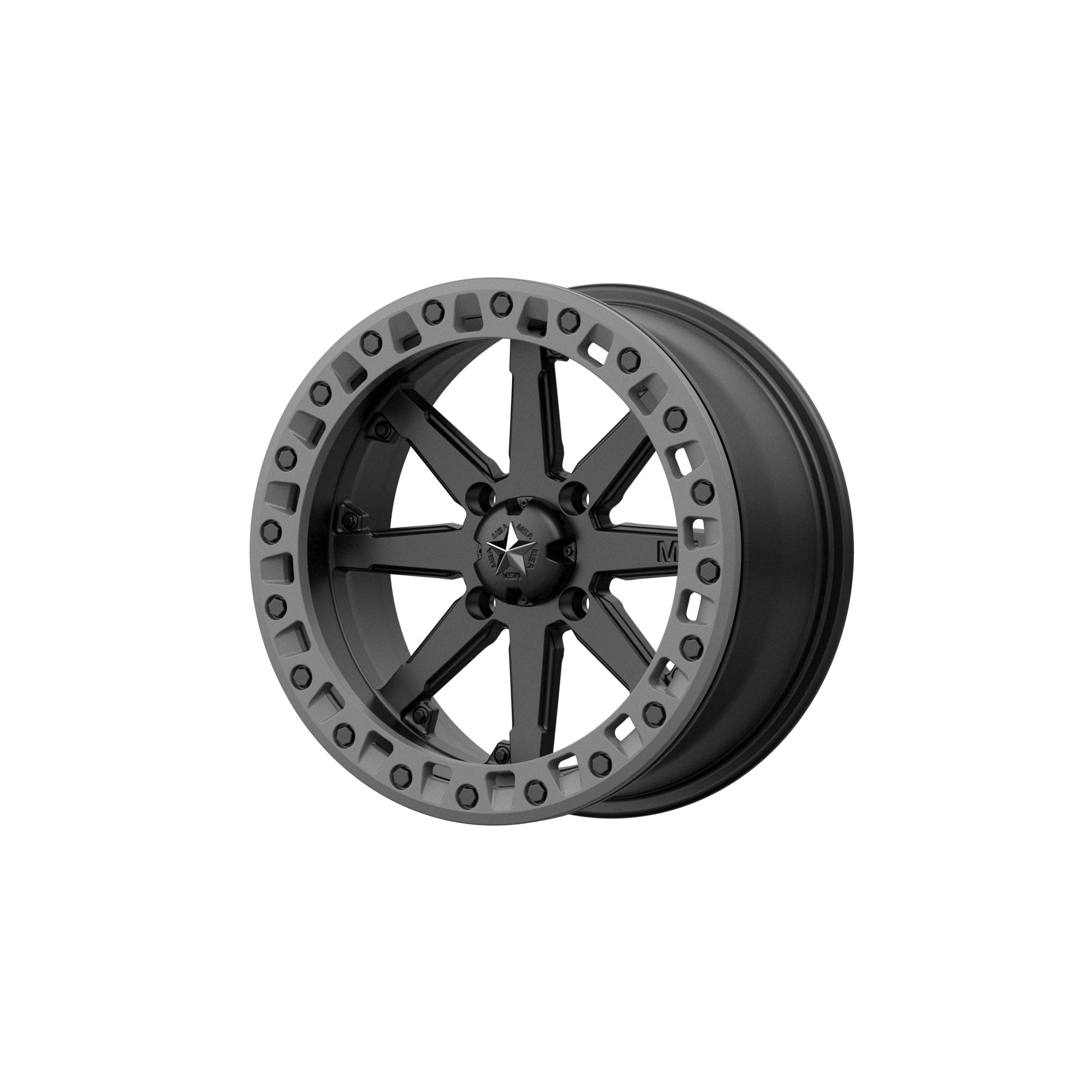 MSA Offroad Wheels M31 LOK2 UTV BEADLOCK 14x7 ET0 4x156 Satin Black w/ Matte Gray Ring