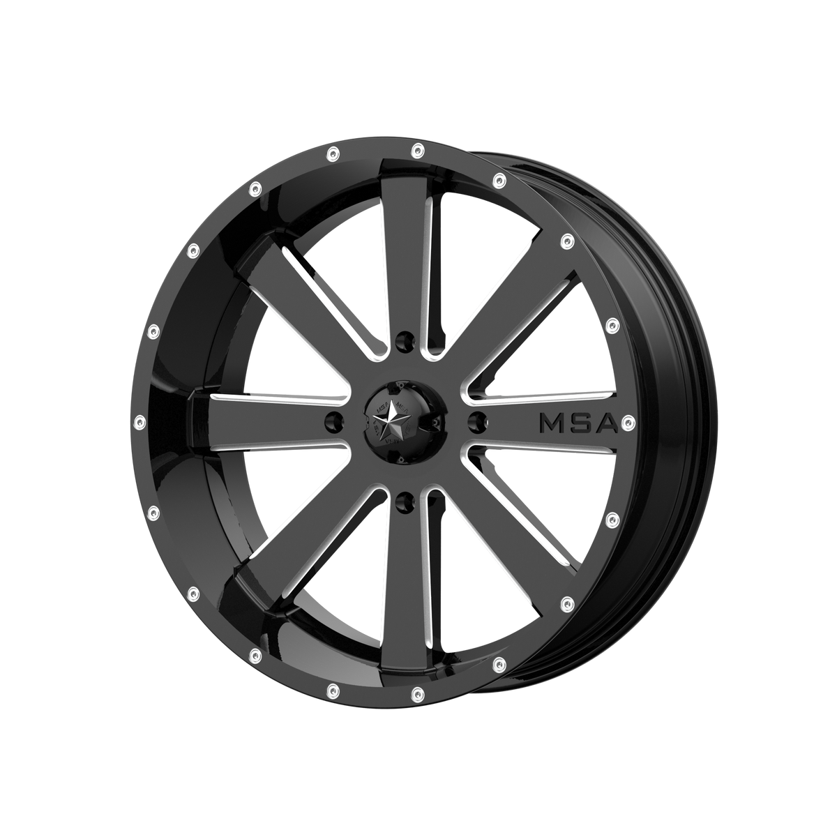 MSA Offroad Wheels M34 FLASH UTV 20x7 ET0 4x156 Gloss Black Milled
