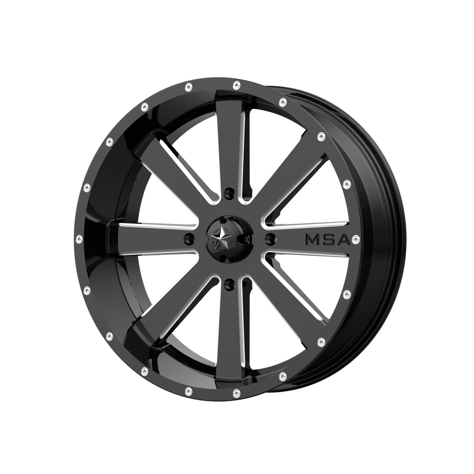 MSA Offroad Wheels M34 FLASH UTV 20x7 ET0 4x156 Gloss Black Milled