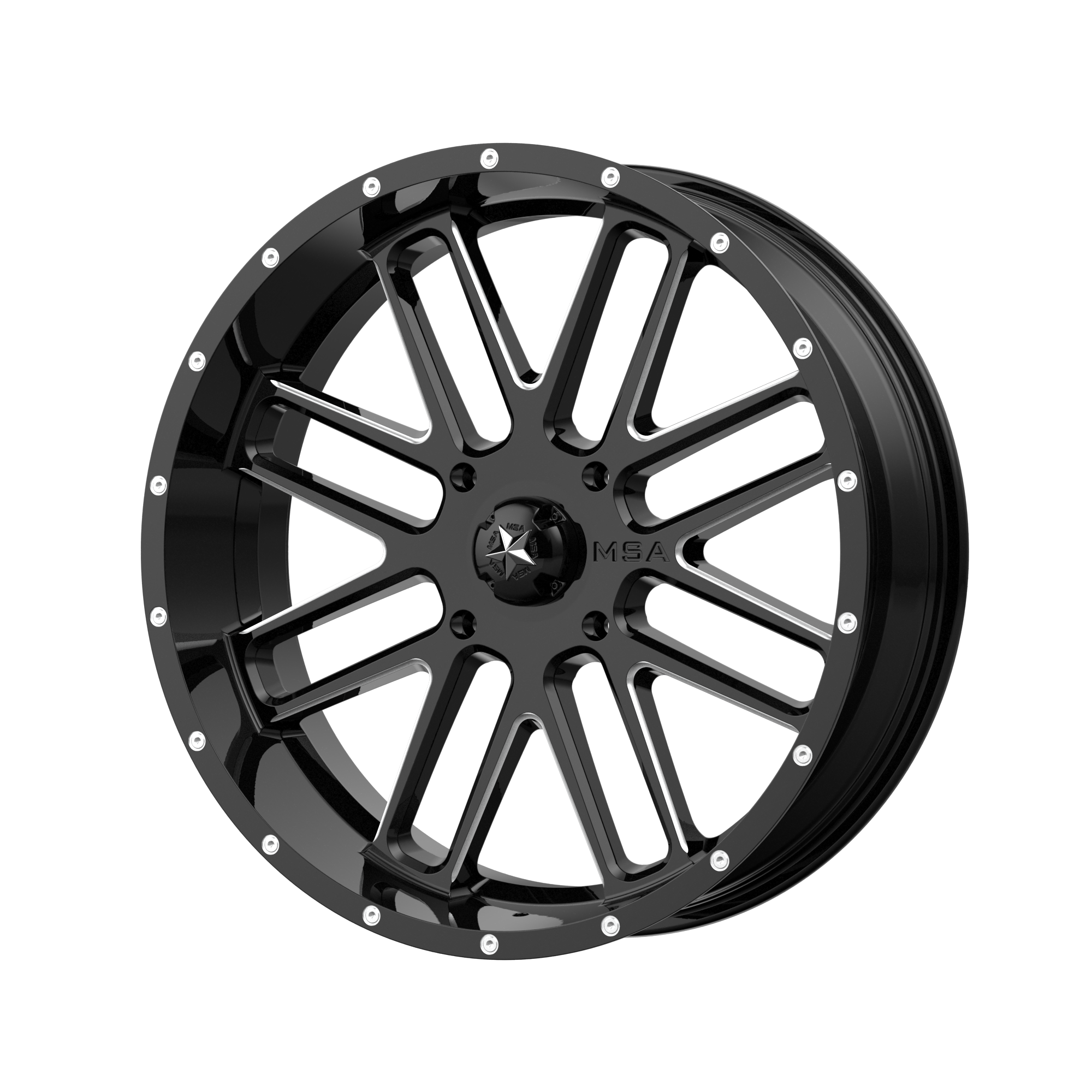 MSA Offroad Wheels M35 BANDIT UTV 18x7 ET0 4x156 Gloss Black Milled