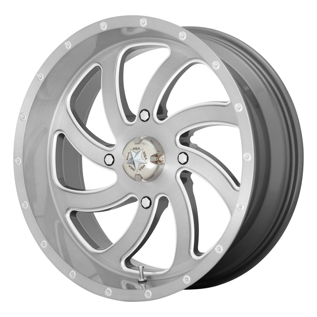 MSA Offroad Wheels M36 SWITCH UTV 22x7 ET0 4x156 Brushed Titanium