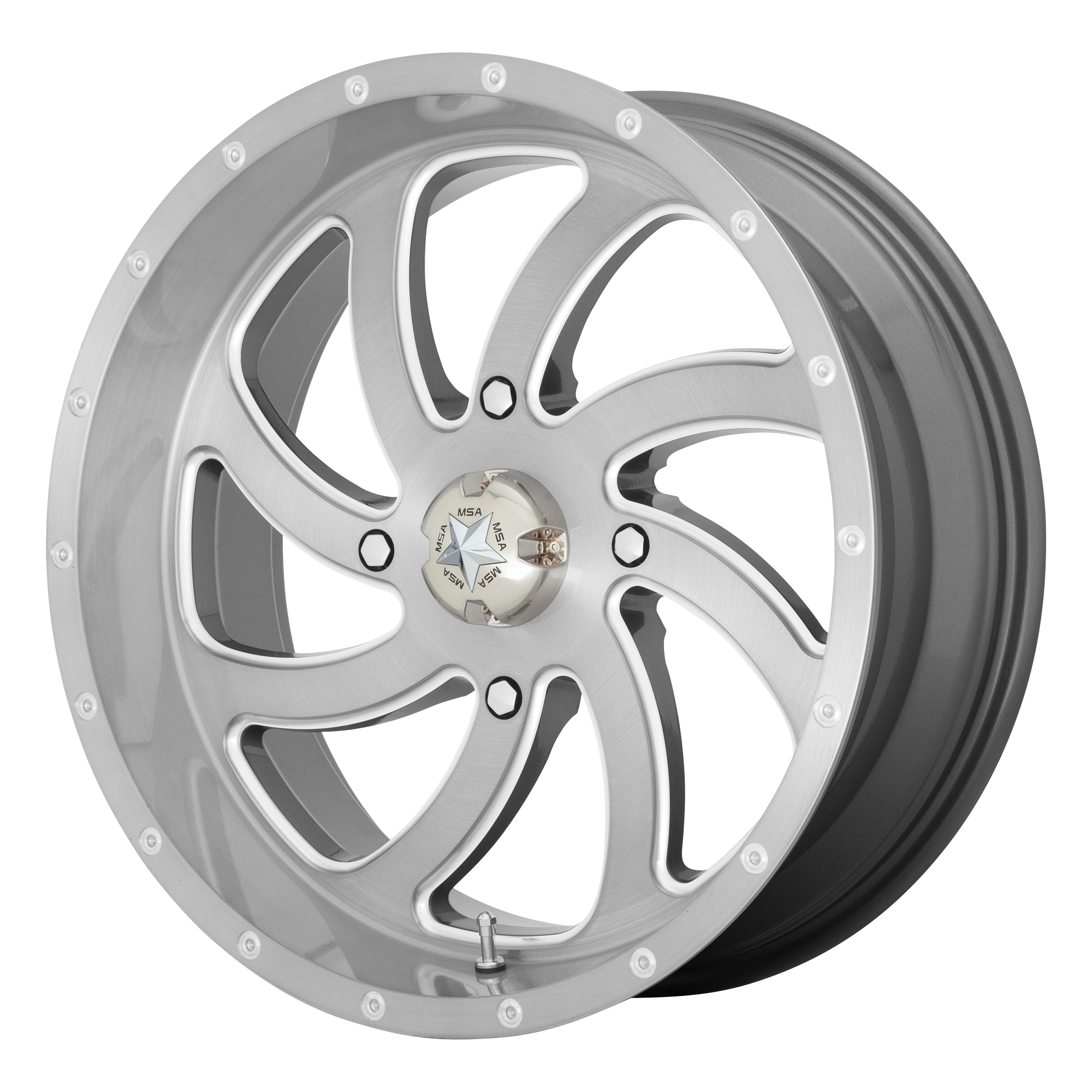 MSA Offroad Wheels M36 SWITCH UTV 18x7 ET0 4x156 Brushed Titanium