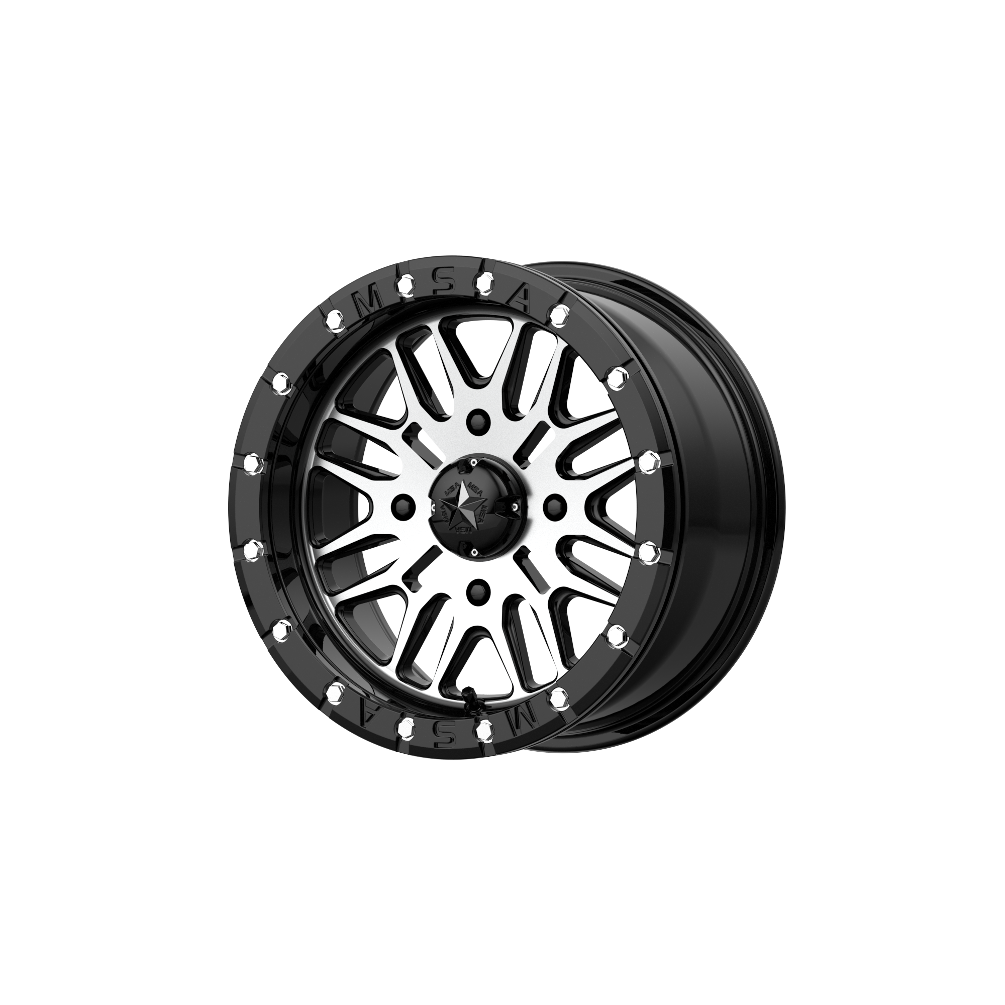 MSA Offroad Wheels M37 BRUTE UTV BEADLOCK 14x7 ET10 4x110 Gloss Black Machined