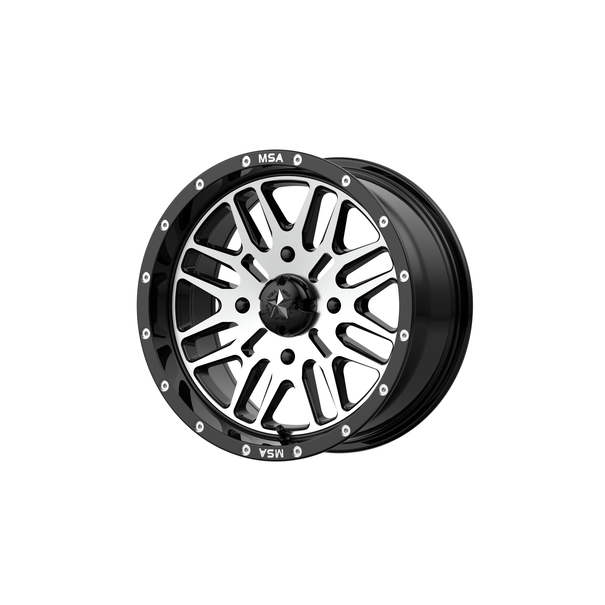 MSA Offroad Wheels M38 BRUTE UTV 22x7 ET10 4x156 Gloss Black Machined