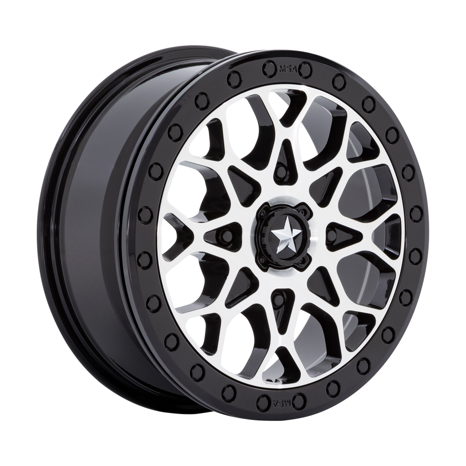 MSA Offroad Wheels M48 PORTAL UTV BEADLOCK 15x6 ET38 4x110 Gloss Black Machined w/ Gloss Black Ring