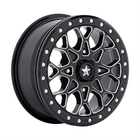MSA Offroad Wheels M48 PORTAL UTV BEADLOCK 15x6 ET38 4x110 Gloss Black Milled w/ Gloss Black Ring