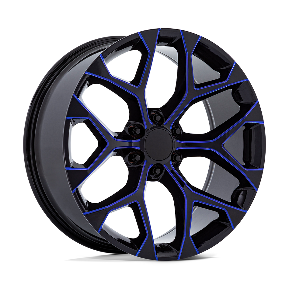 Performance Replicas PR176 22x9 ET24 6x139.7 Gloss Black Machined w/ Blue Milled