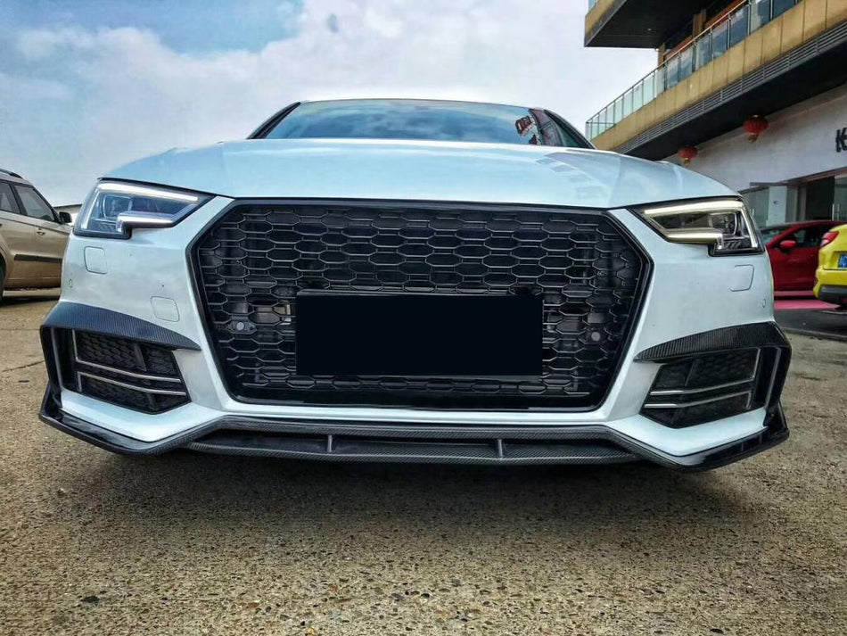 Audi A4 S-Line B9 Carbon Fibre Front Fog Lamp Cover Trims