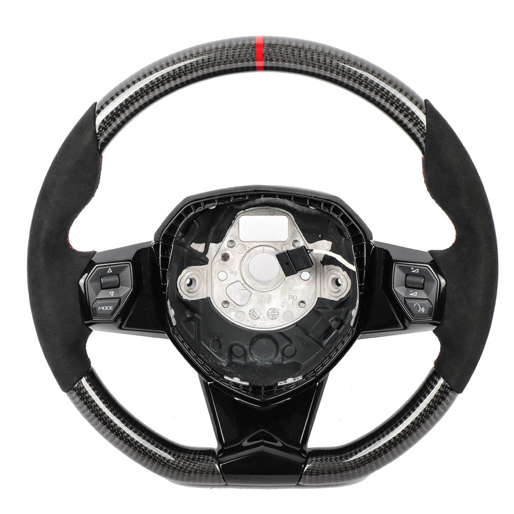 LAMBORGHINI AVENTADOR CARBON FIBRE / ALCANTARA FLAT BOTTOM CUSTOM STEERING WHEEL