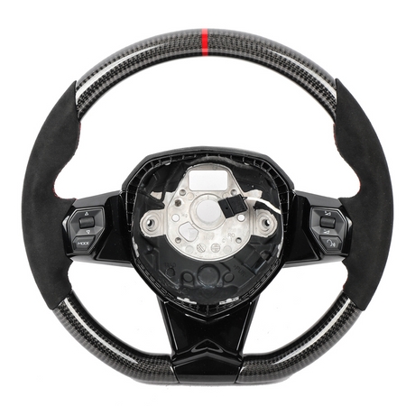 LAMBORGHINI AVENTADOR CARBON FIBRE / ALCANTARA FLAT BOTTOM CUSTOM STEERING WHEEL