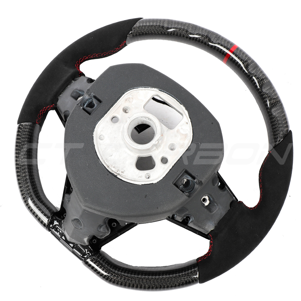 LAMBORGHINI AVENTADOR CARBON FIBRE / ALCANTARA FLAT BOTTOM CUSTOM STEERING WHEEL