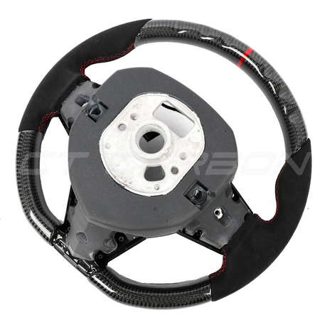 LAMBORGHINI AVENTADOR CARBON FIBRE / ALCANTARA FLAT BOTTOM CUSTOM STEERING WHEEL