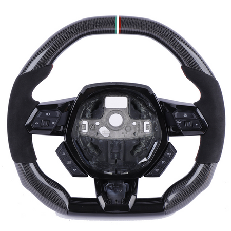 LAMBORGHINI HURACAN CARBON FIBRE / ALCANTARA FLAT TOP AND BOTTOM CUSTOM STEERING WHEEL