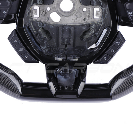 LAMBORGHINI HURACAN CARBON FIBRE / ALCANTARA FLAT TOP AND BOTTOM CUSTOM STEERING WHEEL