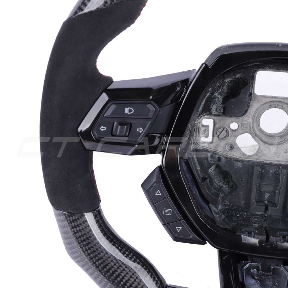 LAMBORGHINI HURACAN CARBON FIBRE / ALCANTARA FLAT TOP AND BOTTOM CUSTOM STEERING WHEEL