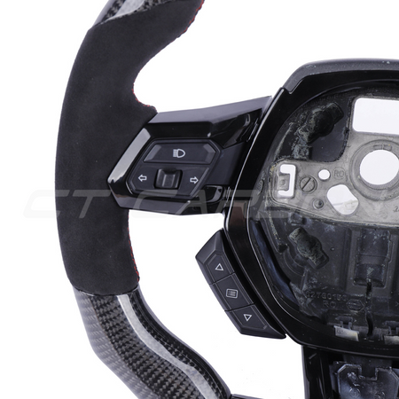 LAMBORGHINI HURACAN CARBON FIBRE / ALCANTARA FLAT TOP AND BOTTOM CUSTOM STEERING WHEEL