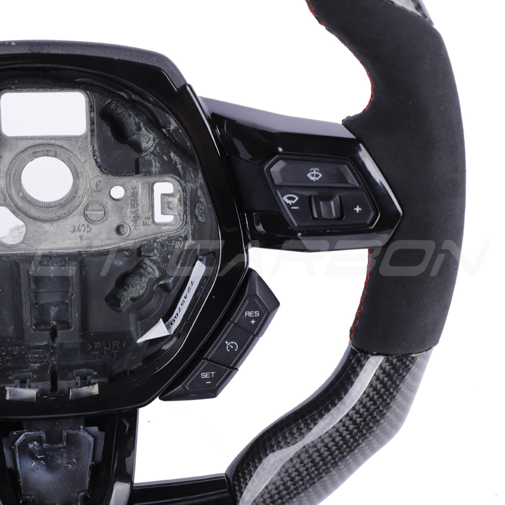 LAMBORGHINI HURACAN CARBON FIBRE / ALCANTARA FLAT TOP AND BOTTOM CUSTOM STEERING WHEEL
