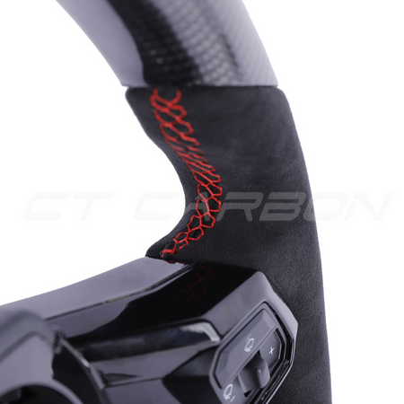 LAMBORGHINI HURACAN CARBON FIBRE / ALCANTARA FLAT TOP AND BOTTOM CUSTOM STEERING WHEEL