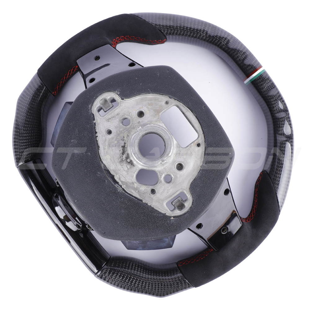 LAMBORGHINI HURACAN CARBON FIBRE / ALCANTARA FLAT TOP AND BOTTOM CUSTOM STEERING WHEEL