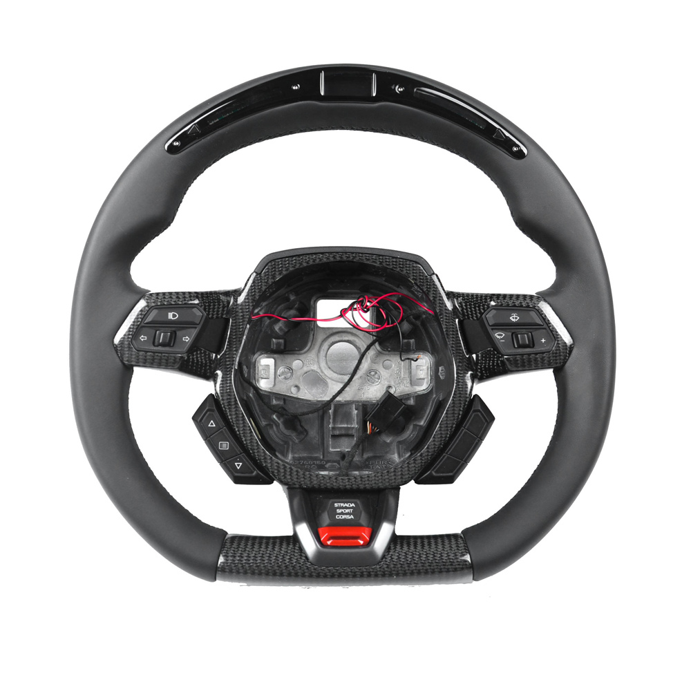 LAMBORGHINI HURACAN LEATHER / CARBON FIBRE LED FLAT BOTTOM CUSTOM STEERING WHEEL