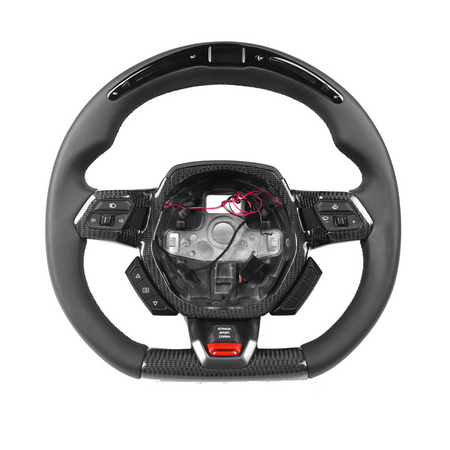 LAMBORGHINI HURACAN LEATHER / CARBON FIBRE LED FLAT BOTTOM CUSTOM STEERING WHEEL