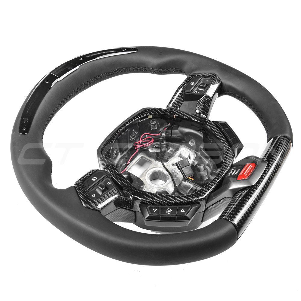 LAMBORGHINI HURACAN LEATHER / CARBON FIBRE LED FLAT BOTTOM CUSTOM STEERING WHEEL