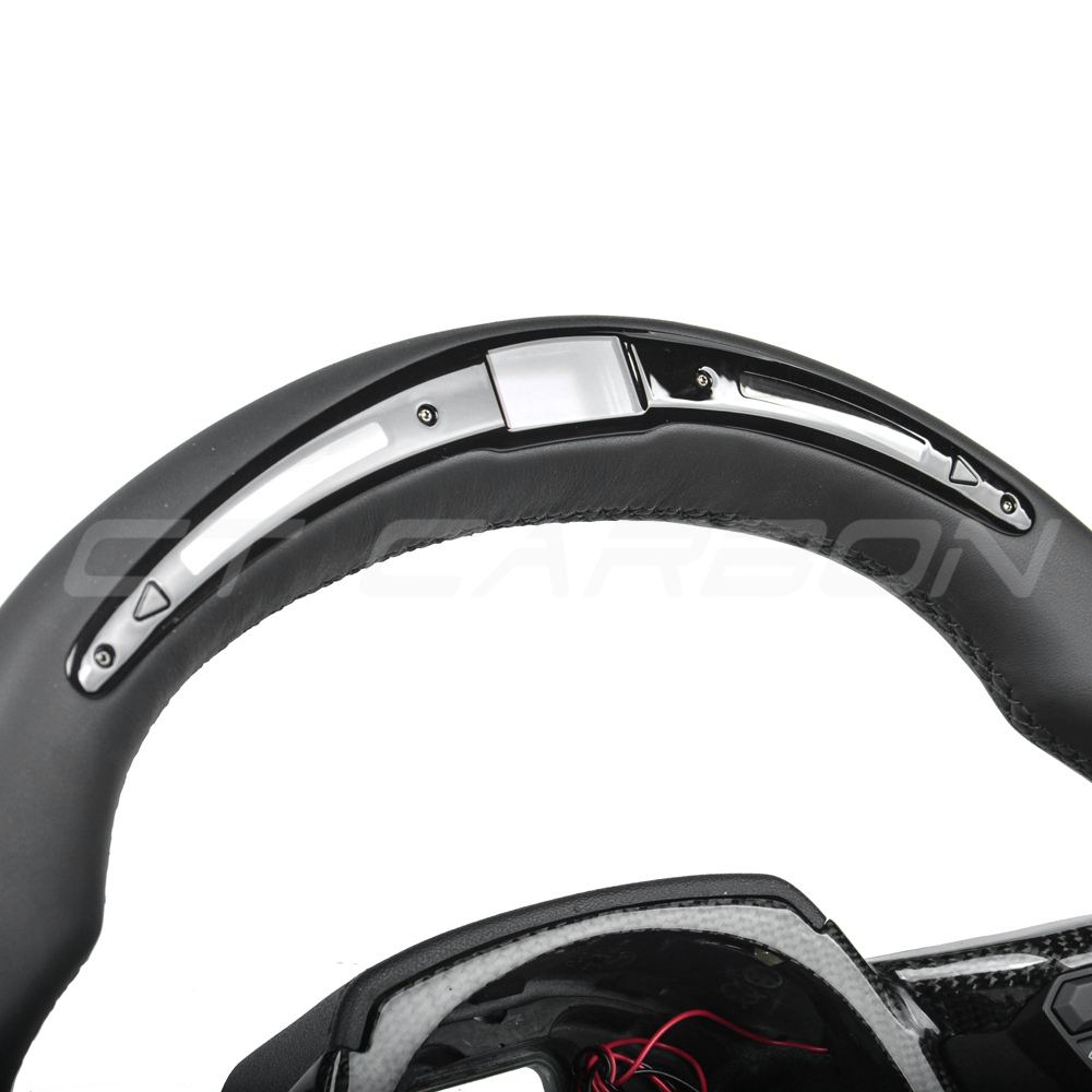 LAMBORGHINI HURACAN LEATHER / CARBON FIBRE LED FLAT BOTTOM CUSTOM STEERING WHEEL