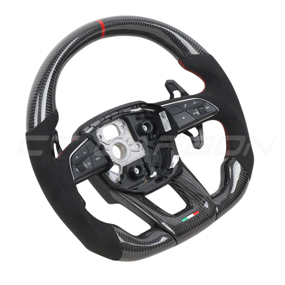LAMBORGHINI URUS CARBON FIBRE / ALCANTARA FLAT BOTTOM CUSTOM STEERING WHEEL