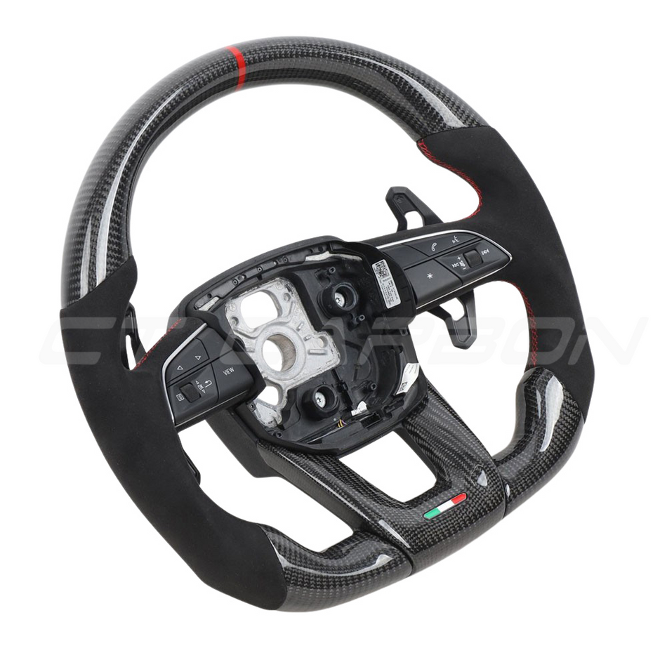 LAMBORGHINI URUS CARBON FIBRE / ALCANTARA FLAT BOTTOM CUSTOM STEERING WHEEL