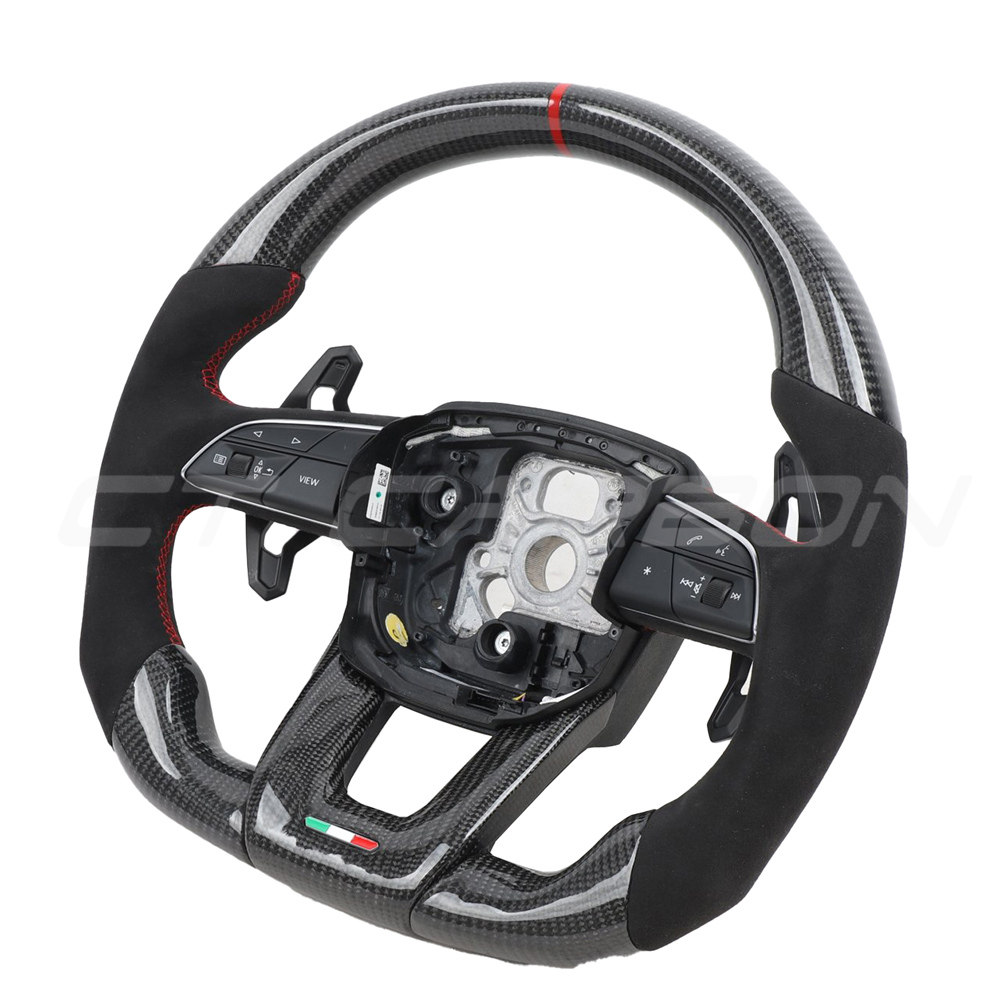 LAMBORGHINI URUS CARBON FIBRE / ALCANTARA FLAT BOTTOM CUSTOM STEERING WHEEL