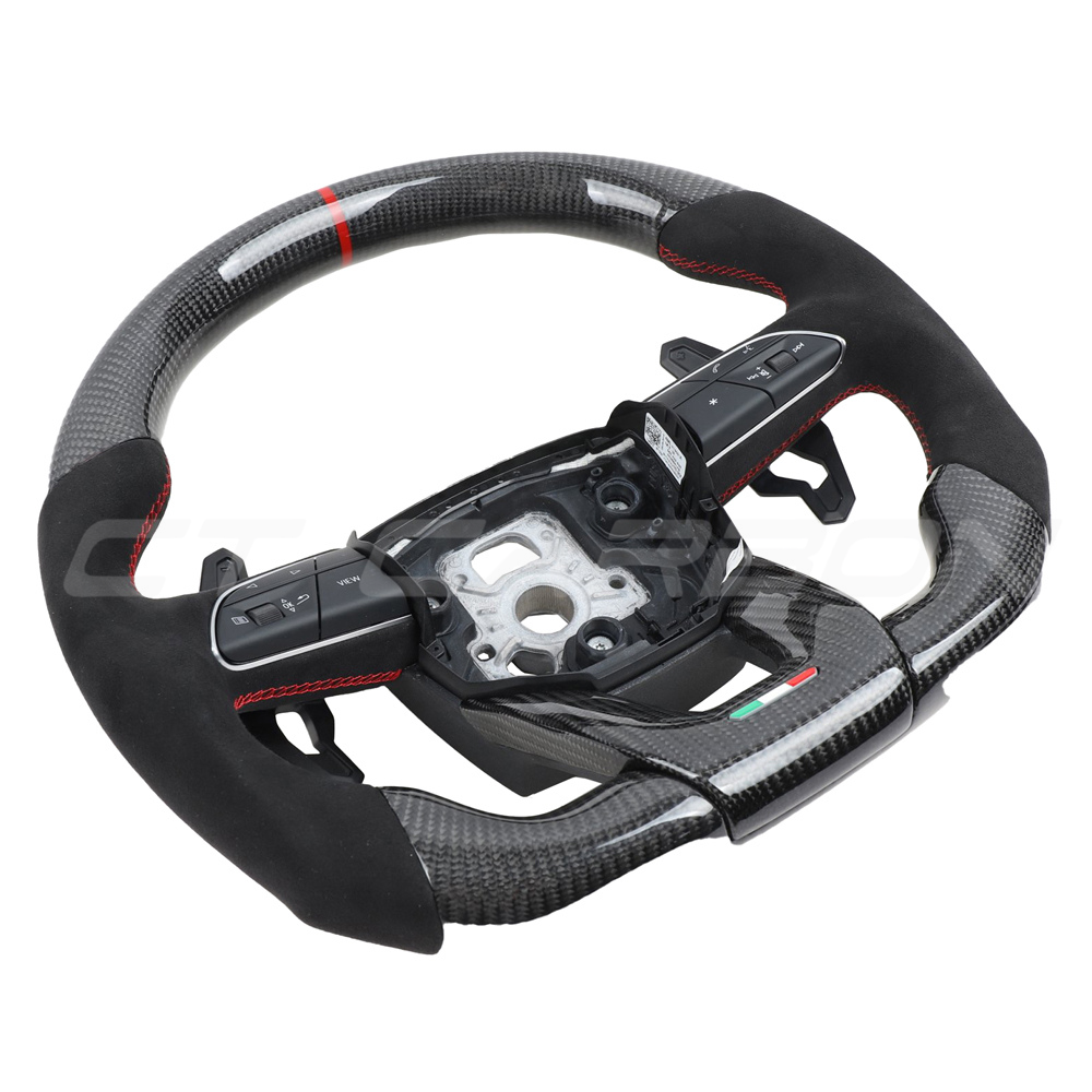 LAMBORGHINI URUS CARBON FIBRE / ALCANTARA FLAT BOTTOM CUSTOM STEERING WHEEL