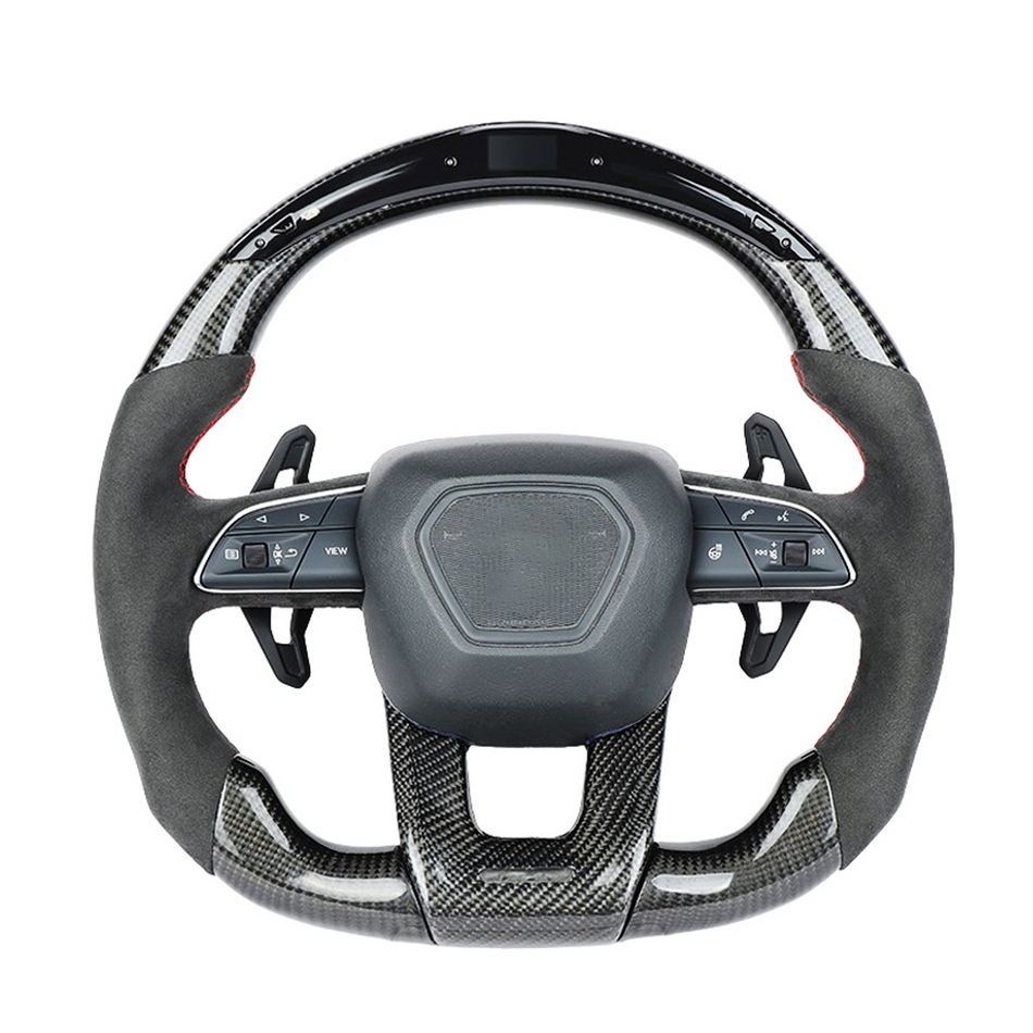 LAMBORGHINI URUS CARBON FIBRE / ALCANTARA LED FLAT BOTTOM CUSTOM STEERING WHEEL