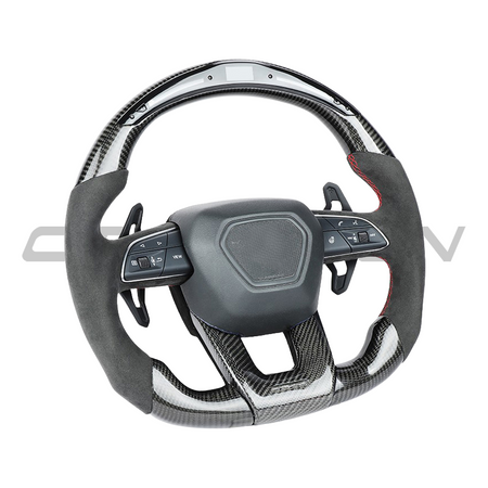 LAMBORGHINI URUS CARBON FIBRE / ALCANTARA LED FLAT BOTTOM CUSTOM STEERING WHEEL