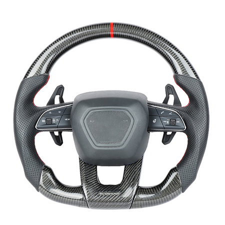 LAMBORGHINI URUS CARBON FIBRE / LEATHER FLAT BOTTOM CUSTOM STEERING WHEEL