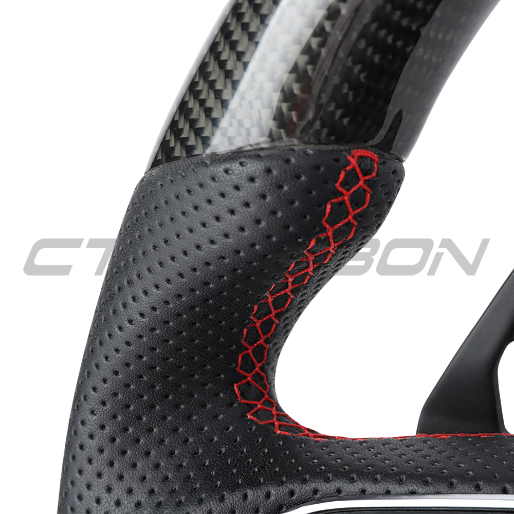 LAMBORGHINI URUS CARBON FIBRE / LEATHER FLAT BOTTOM CUSTOM STEERING WHEEL