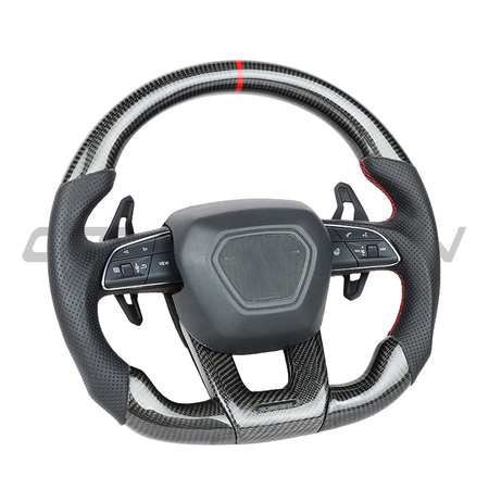 LAMBORGHINI URUS CARBON FIBRE / LEATHER FLAT BOTTOM CUSTOM STEERING WHEEL