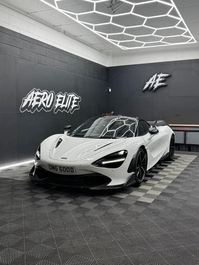 McLaren 720S front three-quarter after full carbon bodykit fitted