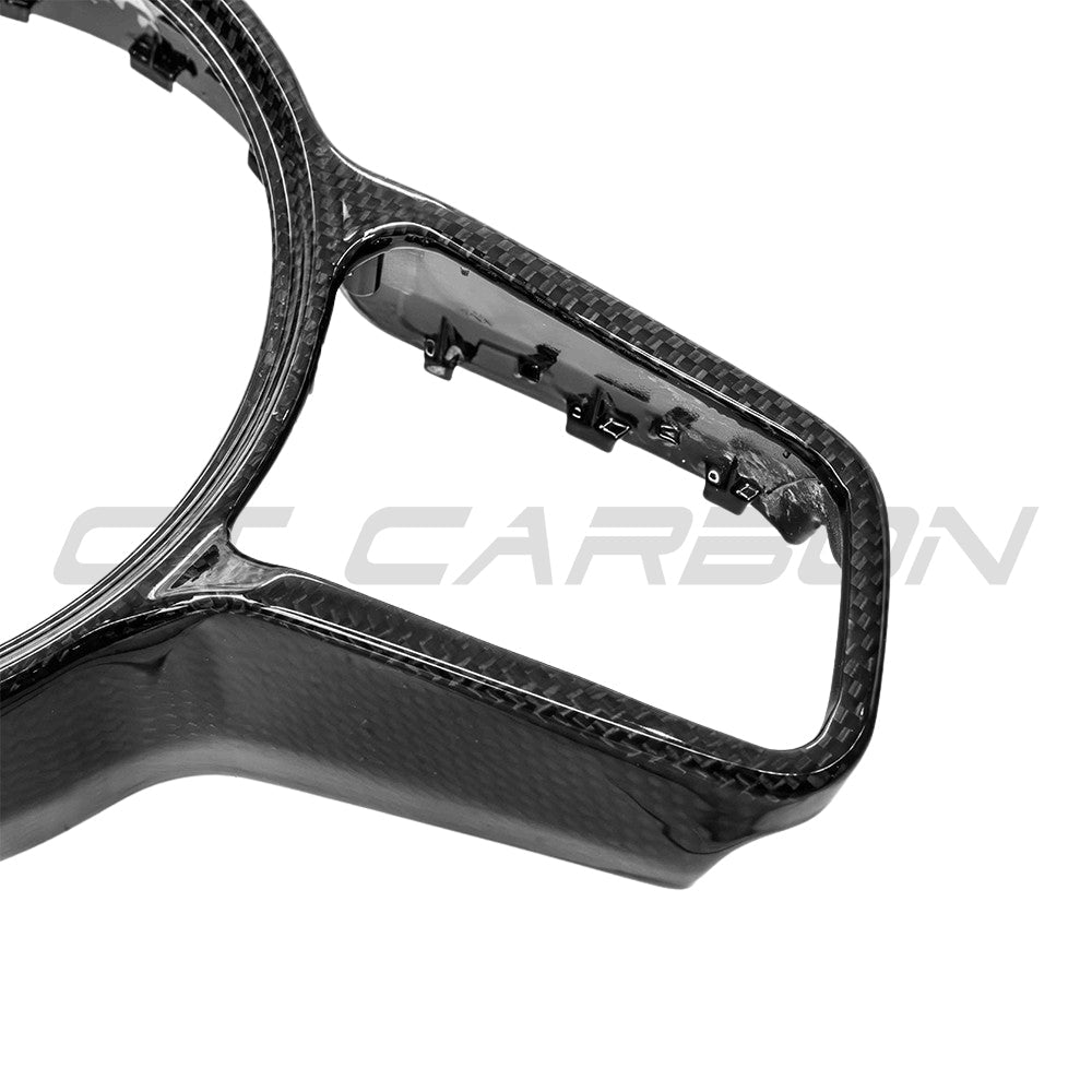 PORSCHE 911/CAYMAN/BOXSTER/CAYENNE/MACAN 2013+ STEERING WHEEL TRIM-Accessories-CT CARBON-CT Carbon - High-quality carbon fiber and gloss black aerodynamic parts for premium sports and luxury vehicles.