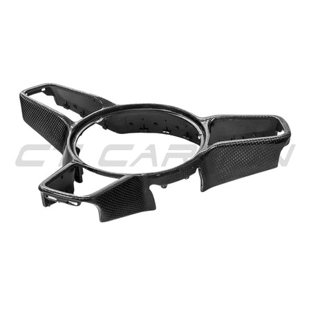 PORSCHE 911/CAYMAN/BOXSTER/CAYENNE/MACAN 2013+ STEERING WHEEL TRIM WITH SPORT CHRONO-Accessories-CT CARBON-CT Carbon - High-quality carbon fiber and gloss black aerodynamic parts for premium sports and luxury vehicles.