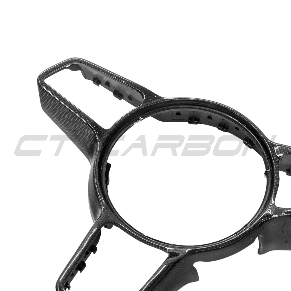 PORSCHE 911/CAYMAN/BOXSTER/CAYENNE/MACAN 2013+ STEERING WHEEL TRIM WITH SPORT CHRONO-Accessories-CT CARBON-CT Carbon - High-quality carbon fiber and gloss black aerodynamic parts for premium sports and luxury vehicles.