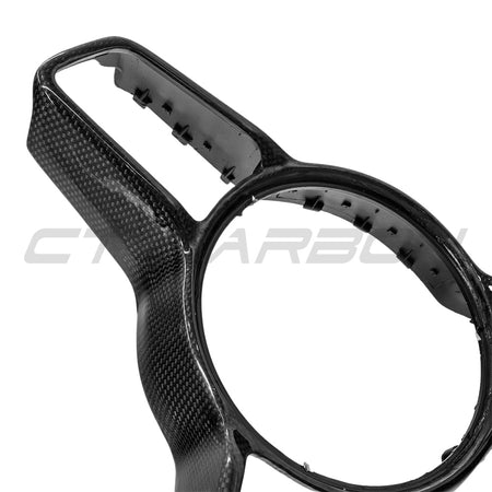 PORSCHE 911/CAYMAN/BOXSTER/CAYENNE/MACAN 2013+ STEERING WHEEL TRIM WITH SPORT CHRONO-Accessories-CT CARBON-CT Carbon - High-quality carbon fiber and gloss black aerodynamic parts for premium sports and luxury vehicles.