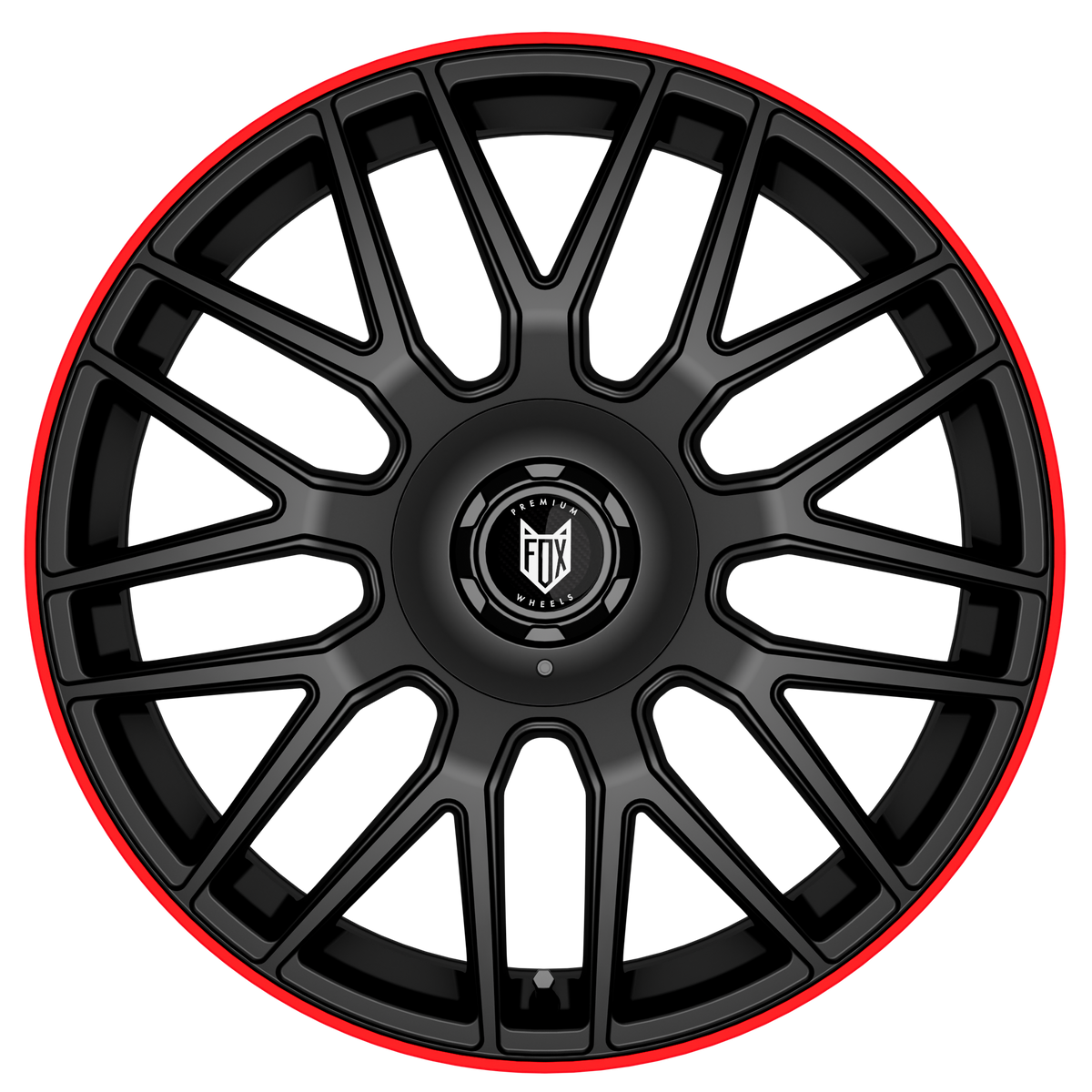 FOX VR3 17x7.5 ET40 5x100,5x108 Satin Black Red Lip