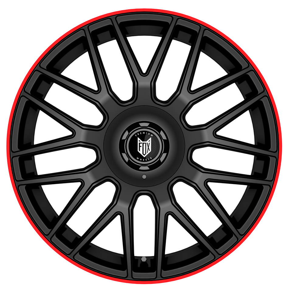 FOX VR3 18x8.5 ET45 5x112,5x120 Satin Black Red Lip