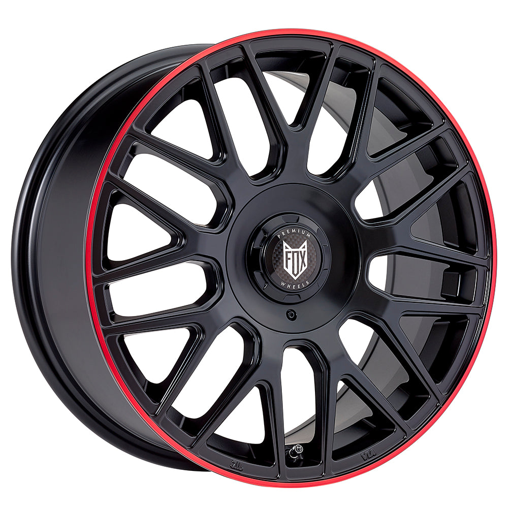 FOX VR3 17x7.5 ET40 5x100,5x108 Satin Black Red Lip