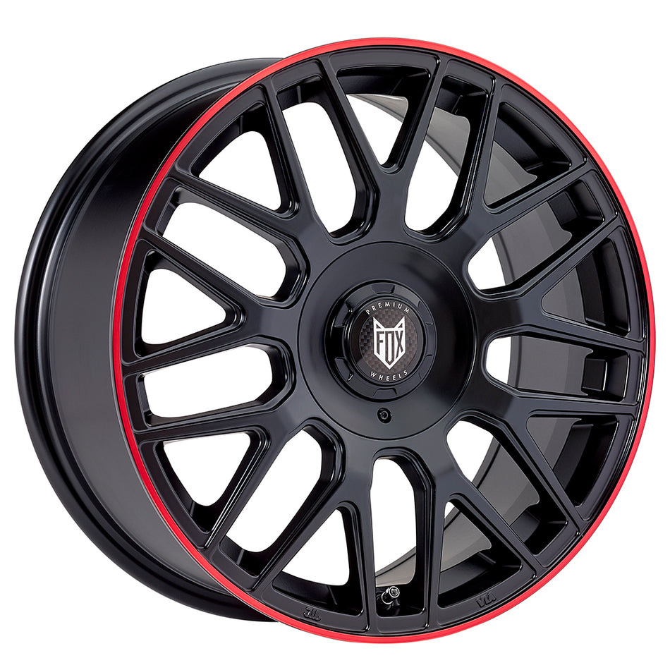 FOX VR3 18x7.5 ET40 5x112,5x120 Satin Black Red Lip